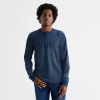 Mutual Weave Henley Mens Henley Neck Long Sleeve Regular Fit Thermal Top In Blue