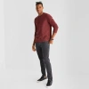 Mutual Weave Henley Mens Long Sleeve Regular Fit Henley Shirt In Red