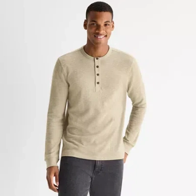 Mutual Weave Henley Mens Long Sleeve Regular Fit Henley Shirt In Neutral