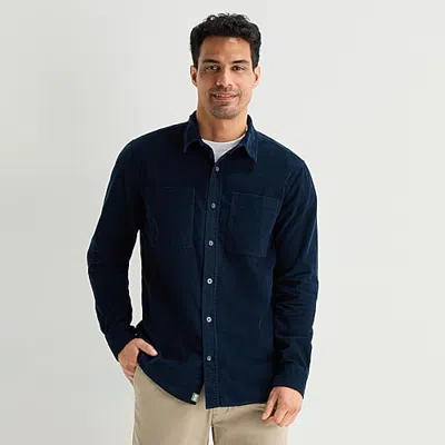 Mutual Weave Lightweight Corduroy\n Mens Long Sleeve Classic Fit Button-down Shirt In Blue
