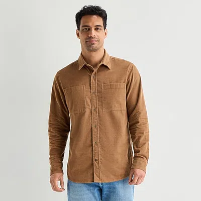 Mutual Weave Lightweight Corduroy\n Mens Long Sleeve Classic Fit Button-down Shirt In Brown