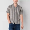 Mutual Weave Linen Blend Mens Short Sleeve Camp Shirt In Blue