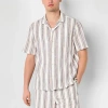 Mutual Weave Linen Blend Mens Short Sleeve Camp Shirt In White