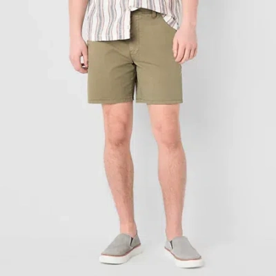 Mutual Weave Mens 7" Stretch Fabric Drawstring Waist Chino Short In Green