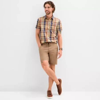 Mutual Weave Mens 9" Stretch Fabric Drawstring Waist Chino Short In Brown