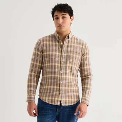 Mutual Weave Mens Classic Fit Button-down Shirt In Neutral