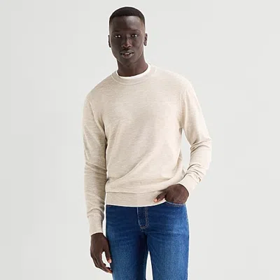 Mutual Weave Mens Crew Neck Long Sleeve Pullover Sweater In Beige