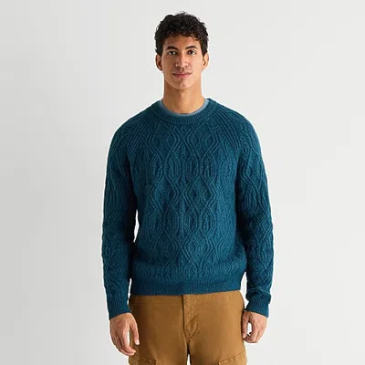 Mutual Weave Mens Crew Neck Long Sleeve Pullover Sweater In Blue