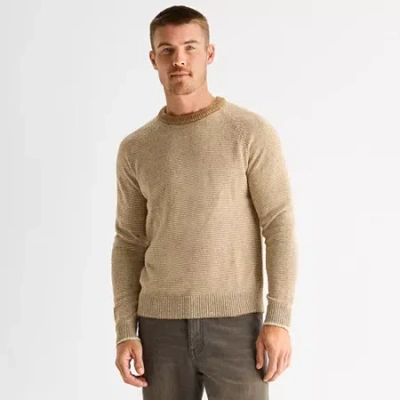 Mutual Weave Mens Crew Neck Long Sleeve Pullover Sweater In Orange