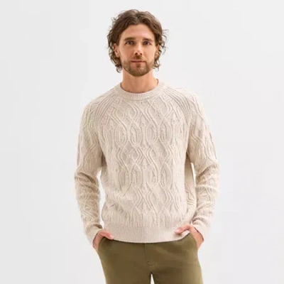 Mutual Weave Mens Crew Neck Long Sleeve Pullover Sweater In Neutral