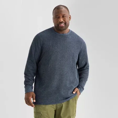 Mutual Weave Mens Crew Neck Long Sleeve Regular Fit Big And Tall Thermal Top In Blue