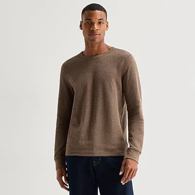 Mutual Weave Mens Crew Neck Long Sleeve T-shirt In Brown
