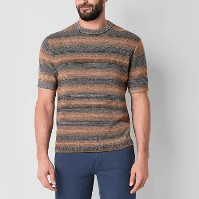 Mutual Weave Mens Crew Neck Short Sleeve Pullover Sweater In Animal Print