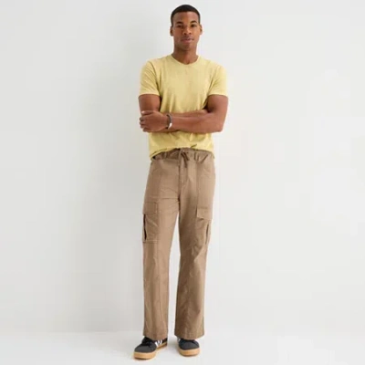 Mutual Weave Mens Drawstring Waist Cargo Pant In Brown
