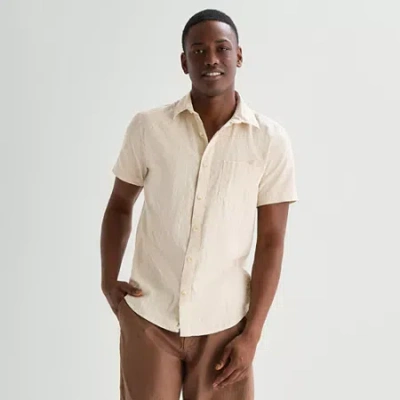 Mutual Weave Mens Easy-on + Easy-off Short Sleeve Classic Fit Button-down Shirt In Neutral