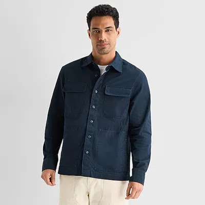Mutual Weave Mens Lightweight Shirt Jacket In Blue