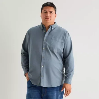Mutual Weave Mens Long Sleeve Classic Fit Big And Tall Button-down Shirt In Blue