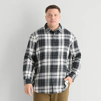 Mutual Weave Mens Long Sleeve Classic Fit Big And Tall Flannel Shirt In Black
