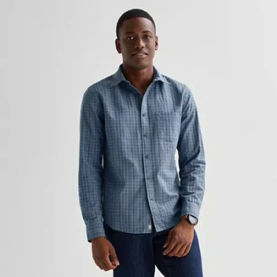 Mutual Weave Mens Long Sleeve Classic Fit Button-down Shirt In Blue