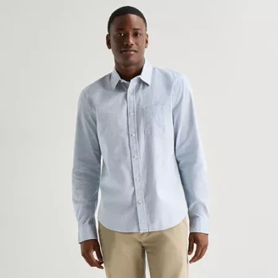 Mutual Weave Mens Long Sleeve Classic Fit Button-down Shirt In Blue