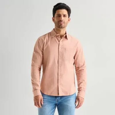 Mutual Weave Mens Long Sleeve Classic Fit Button-down Shirt In Pink