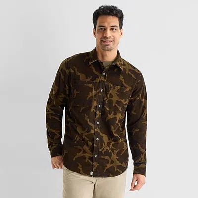 Mutual Weave Mens Long Sleeve Classic Fit Button-down Shirt In Brown