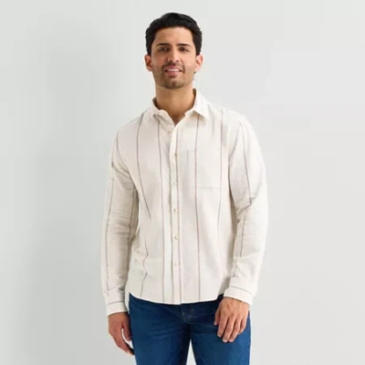 Mutual Weave Mens Long Sleeve Classic Fit Button-down Shirt In Nude