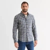 Mutual Weave Mens Long Sleeve Plaid Poplin Button-down Shirt In Blue