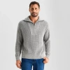 Mutual Weave Mens Long Sleeve Quarter-zip Pullover Sweater In Gray