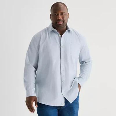 Mutual Weave Mens Long Sleeve Regular Fit Big And Tall Button-down Shirt In Blue