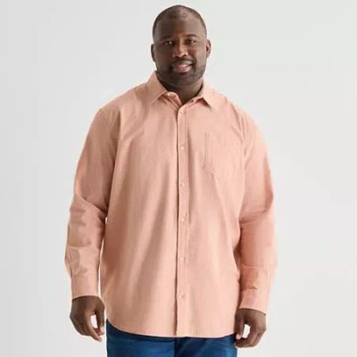 Mutual Weave Mens Long Sleeve Regular Fit Big And Tall Button-down Shirt In Orange
