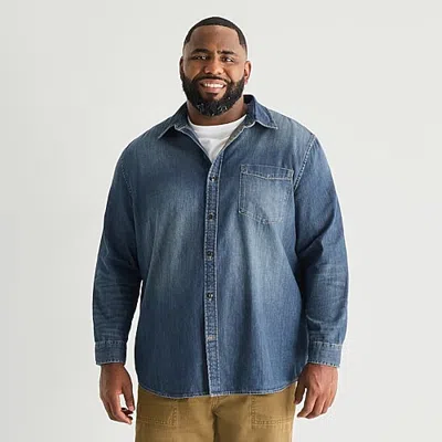 Mutual Weave Mens Long Sleeve Regular Fit Big And Tall Button-down Shirt In Blue