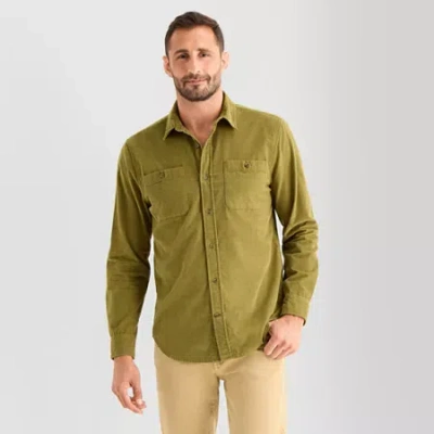 Mutual Weave Mens Long Sleeve Regular Fit Button-down Shirt In Green