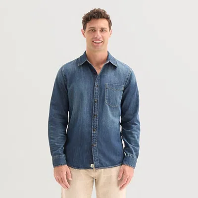 Mutual Weave Mens Long Sleeve Regular Fit Button-down Shirt In Blue