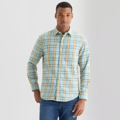 Mutual Weave Mens Long Sleeve Regular Fit Flannel Shirt In Blue