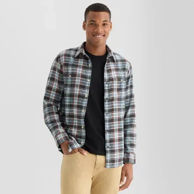 Mutual Weave Mens Long Sleeve Regular Fit Flannel Shirt In Gray
