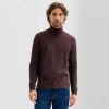 Mutual Weave Mens Long Sleeve Regular Fit Turtleneck In Brown