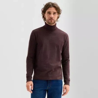 Mutual Weave Mens Long Sleeve Regular Fit Turtleneck In Brown