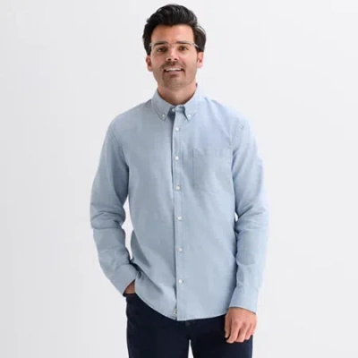 Mutual Weave Mens Long Sleeve Relaxed Oxford Button-down Shirt In Blue