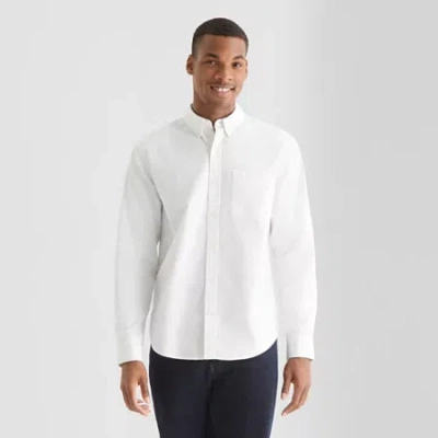 Mutual Weave Mens Long Sleeve Relaxed Oxford Button-down Shirt In White
