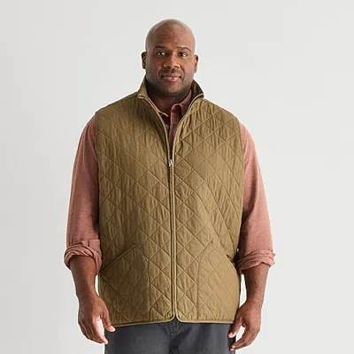 Mutual Weave Mens Midweight Big And Tall Quilted Vest In Brown