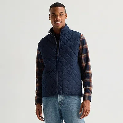 Mutual Weave Mens Midweight Quilted Vest In Blue