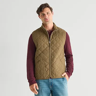 Mutual Weave Mens Midweight Quilted Vest In Brown