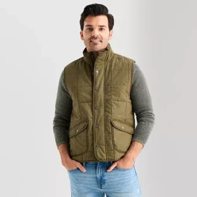 Mutual Weave Mens Quilted Vest In Green