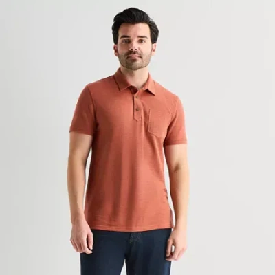 Mutual Weave Mens Regular Fit Elbow Sleeve Polo Shirt In Neutral