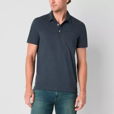Mutual Weave Mens Regular Fit Short Sleeve Pocket Polo Shirt In Blue