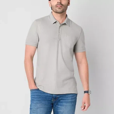 Mutual Weave Mens Regular Fit Short Sleeve Pocket Polo Shirt In Gray
