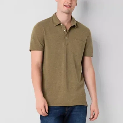 Mutual Weave Mens Regular Fit Short Sleeve Pocket Polo Shirt In Green