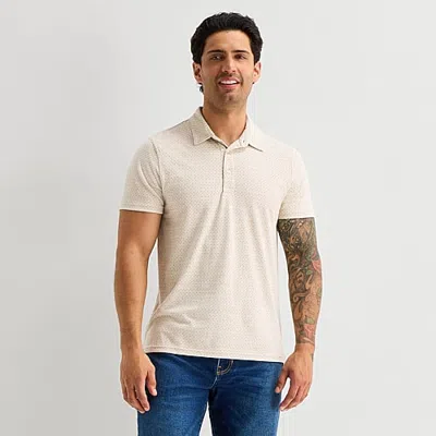 Mutual Weave Mens Regular Fit Short Sleeve Polo Shirt In Beige