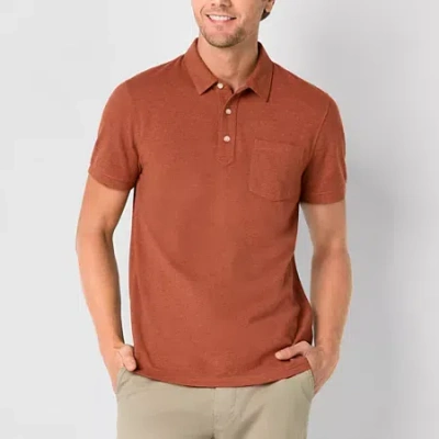 Mutual Weave Mens Regular Fit Short Sleeve Polo Shirt In Brown